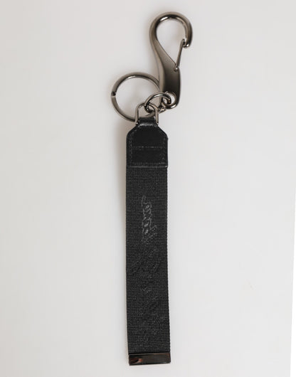 Dolce & Gabbana Schwarz Weiß Polyester DG Logo Silber Herren Schlüsselanhänger Schlüsselanhänger