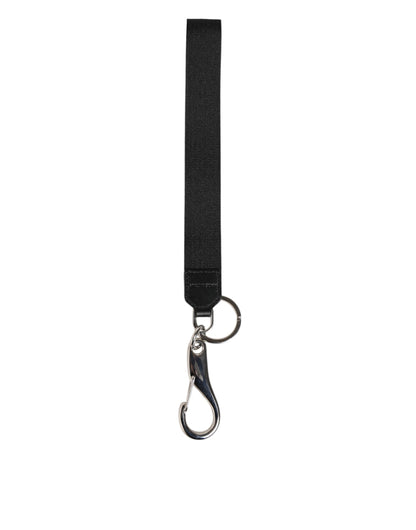 Dolce & Gabbana Schwarz Burgund Nylon DG Logo Krone Halter Schlüsselanhänger Schlüsselring