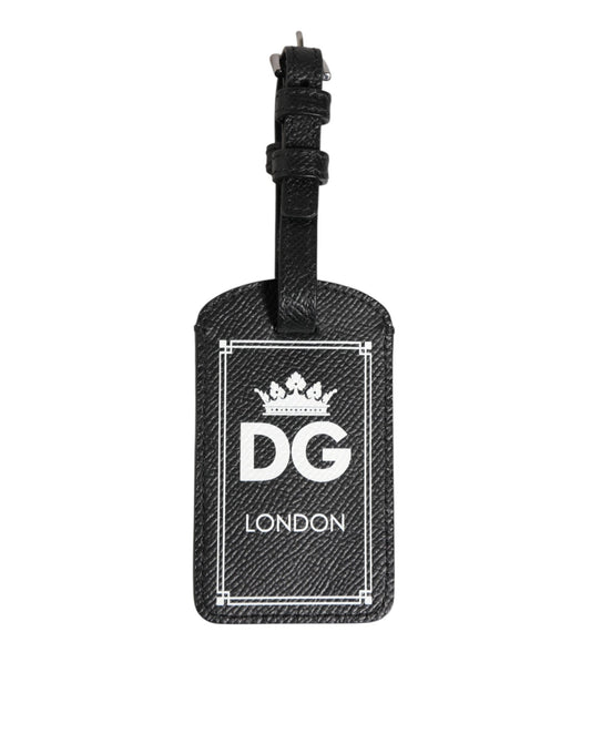 Dolce & Gabbana Schwarzes strukturiertes Leder DG Logo Travel Luggage Tag Schlüsselanhänger