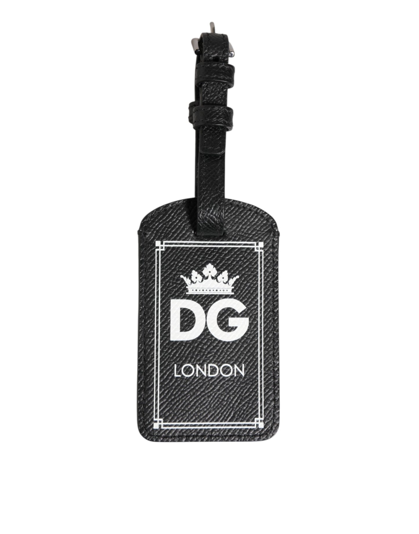 Dolce & Gabbana Schwarzes strukturiertes Leder DG Logo Travel Luggage Tag Schlüsselanhänger