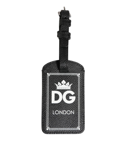 Dolce & Gabbana Schwarzes strukturiertes Leder DG Logo Travel Luggage Tag Schlüsselanhänger