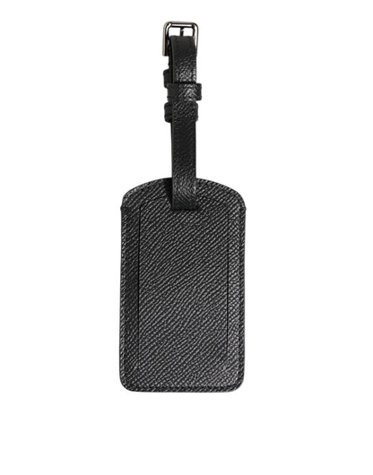 Dolce & Gabbana Schwarzes strukturiertes Leder DG Logo Travel Luggage Tag Schlüsselanhänger