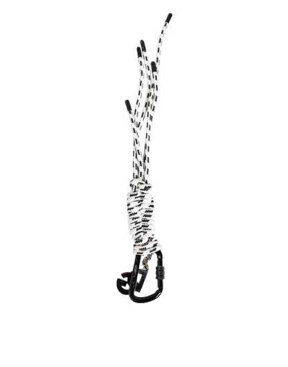 Dolce & Gabbana Schwarzes weißes Polyesterband String DG Logo Schlüsselanhänger Schlüsselbund