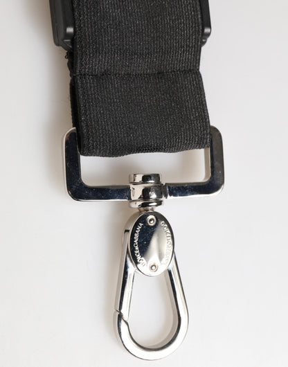 Dolce & Gabbana Schwarzer Polyester-Stretch gummiert DG Logo Männer Schlüsselanhänger