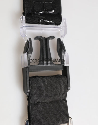 Dolce & Gabbana Schwarzer Polyester-Stretch gummiert DG Logo Männer Schlüsselanhänger