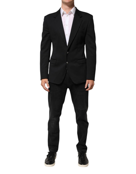 Dolce & Gabbana Dunkelblau Baumwolle Männer Jacke Mantel Blazer Anzug
