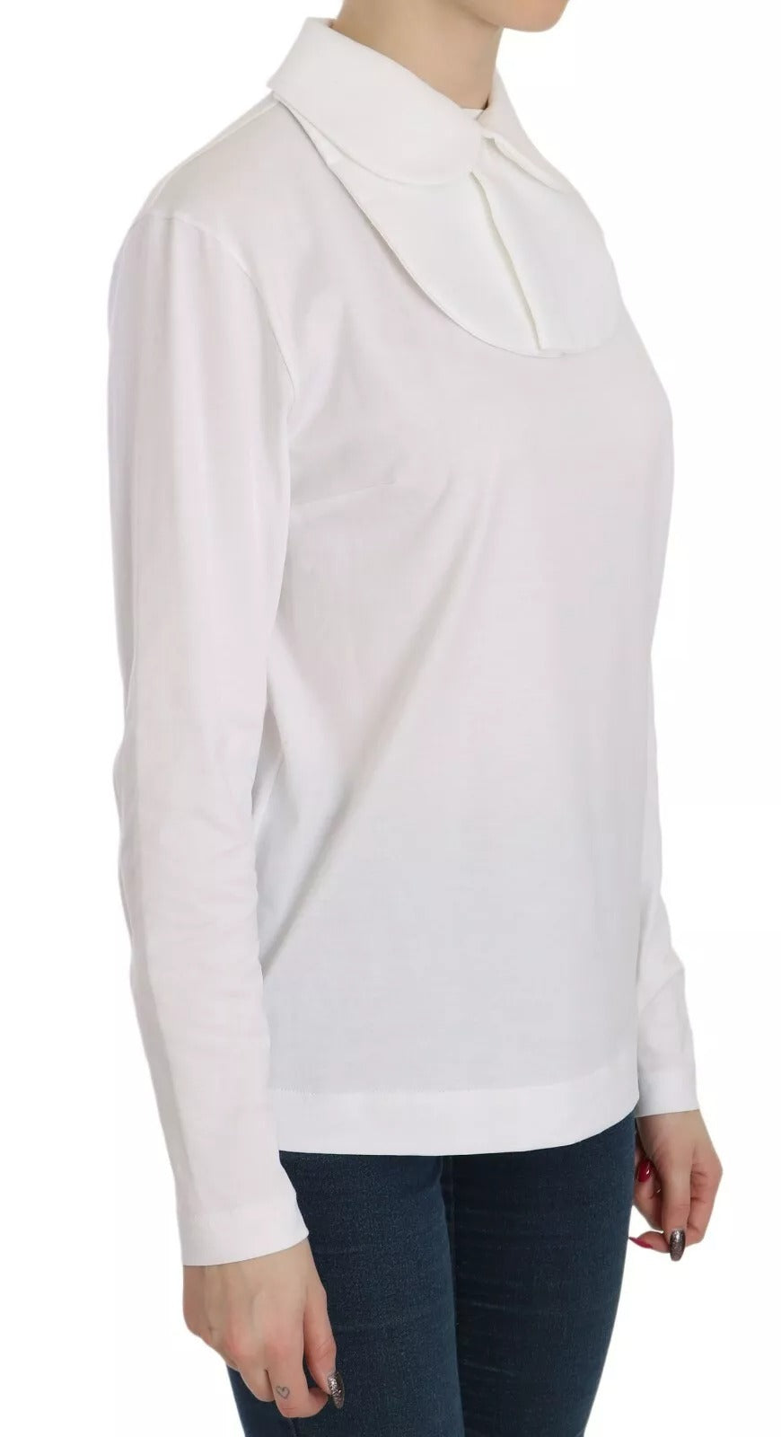 Dolce & Gabbana Weiße langärmelige Bluse mit Kragen aus Baumwolle