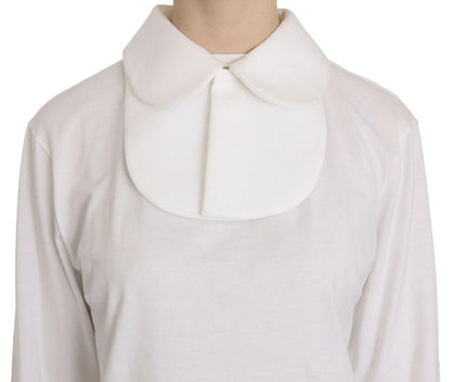 Dolce & Gabbana Weiße langärmelige Bluse mit Kragen aus Baumwolle