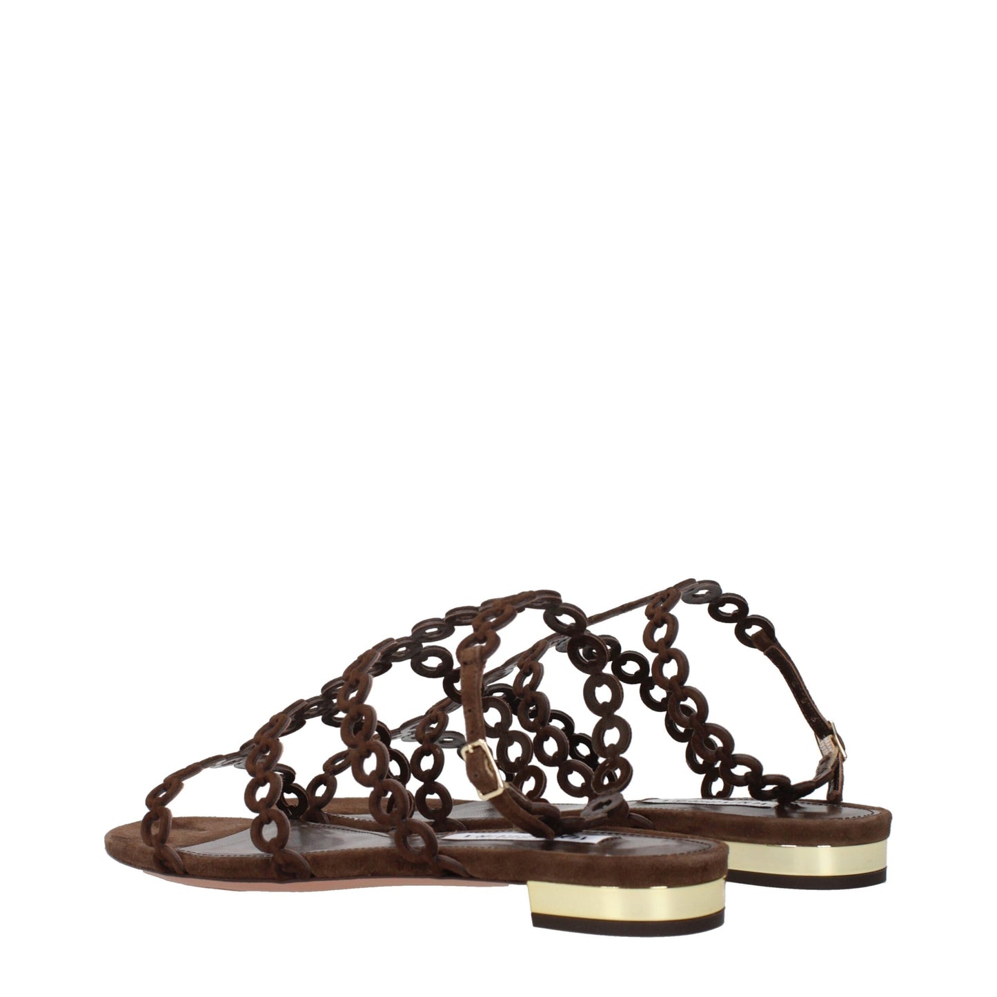 Aquazzura Flache Sandalen aus braunem Leder
