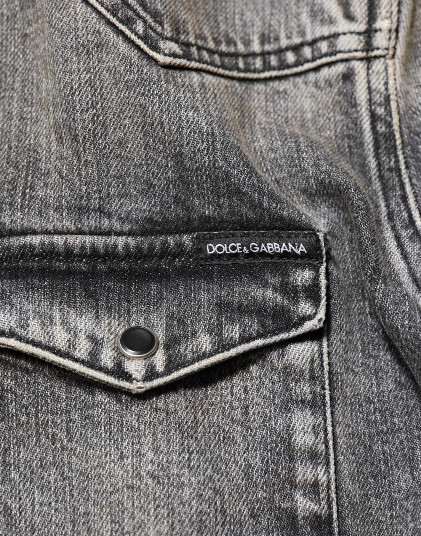 Dolce & Gabbana Schwarzes langärmeliges Freizeithemd aus gewaschener Baumwolle