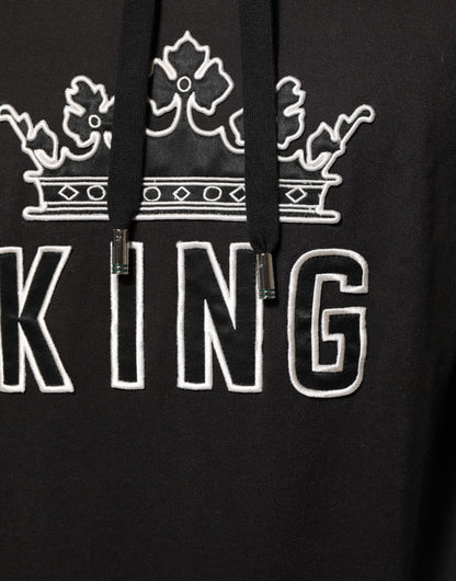 Dolce & Gabbana KING Kapuzenpullover mit Blumenkrone und schwarzer Orchidee