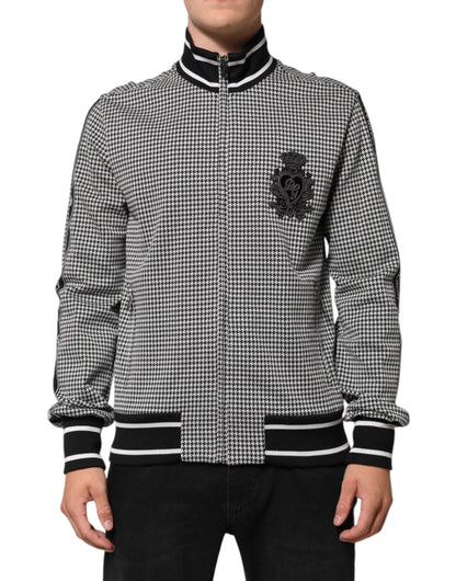 Dolce & Gabbana Schwarz-Weiß Hahnentritt-Wollwappenjacke Pullover