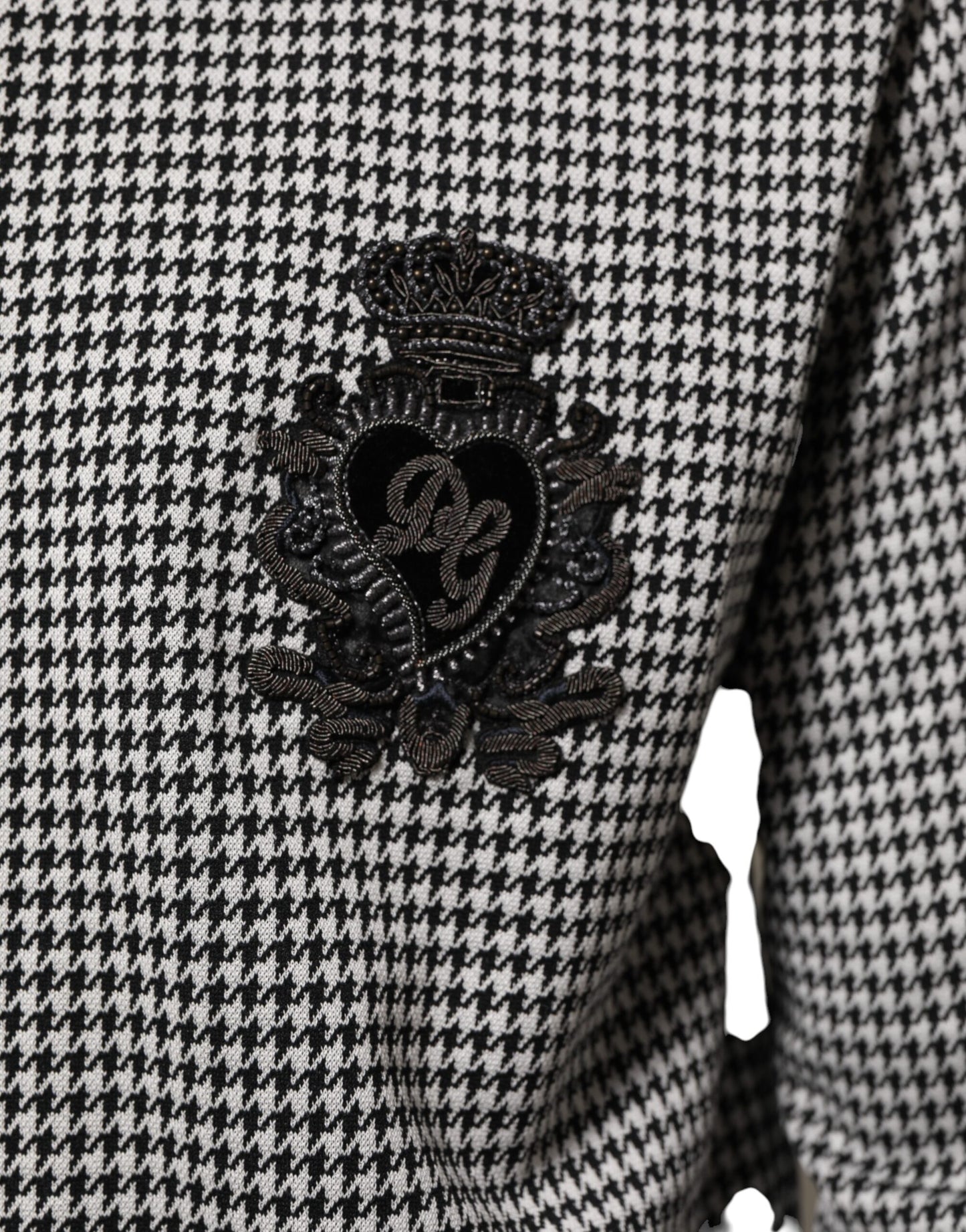 Dolce & Gabbana Schwarz-Weiß Hahnentritt-Wollwappenjacke Pullover