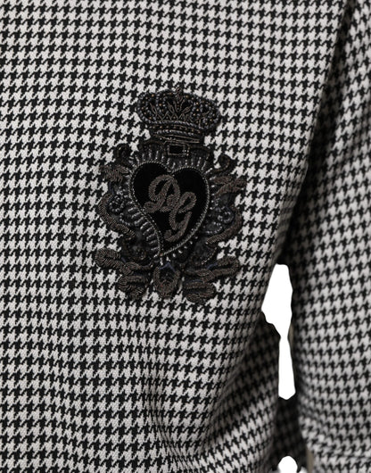 Dolce & Gabbana Schwarz-Weiß Hahnentritt-Wollwappenjacke Pullover