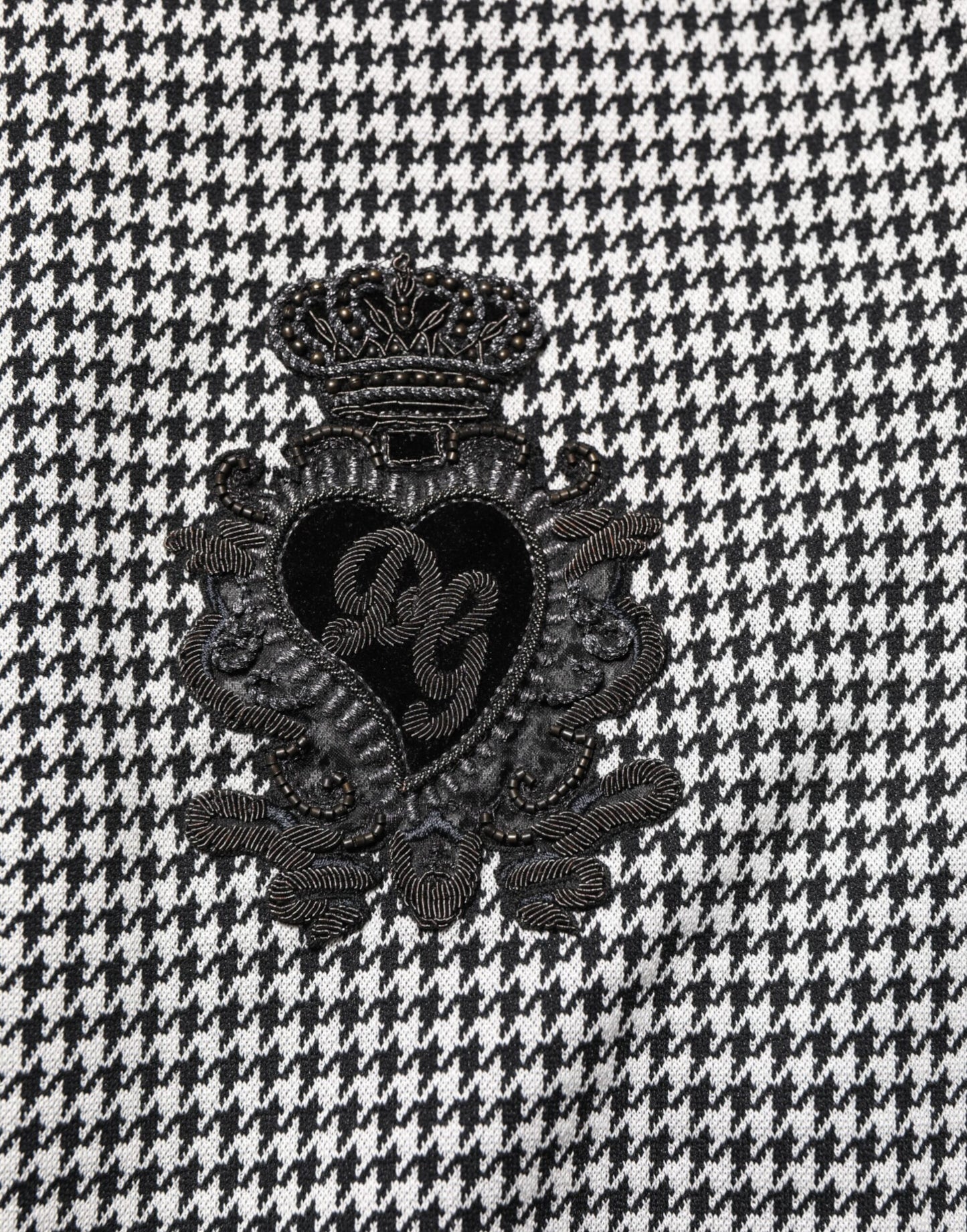 Dolce & Gabbana Schwarz-Weiß Hahnentritt-Wollwappenjacke Pullover