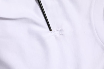 Dolce & Gabbana Weißes Baumwoll-Logo-Patch Rundhalsausschnitt Herren-T-Shirt