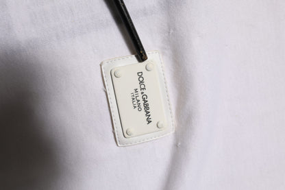 Dolce & Gabbana Weißes Baumwoll-Logo-Patch Rundhalsausschnitt Herren-T-Shirt