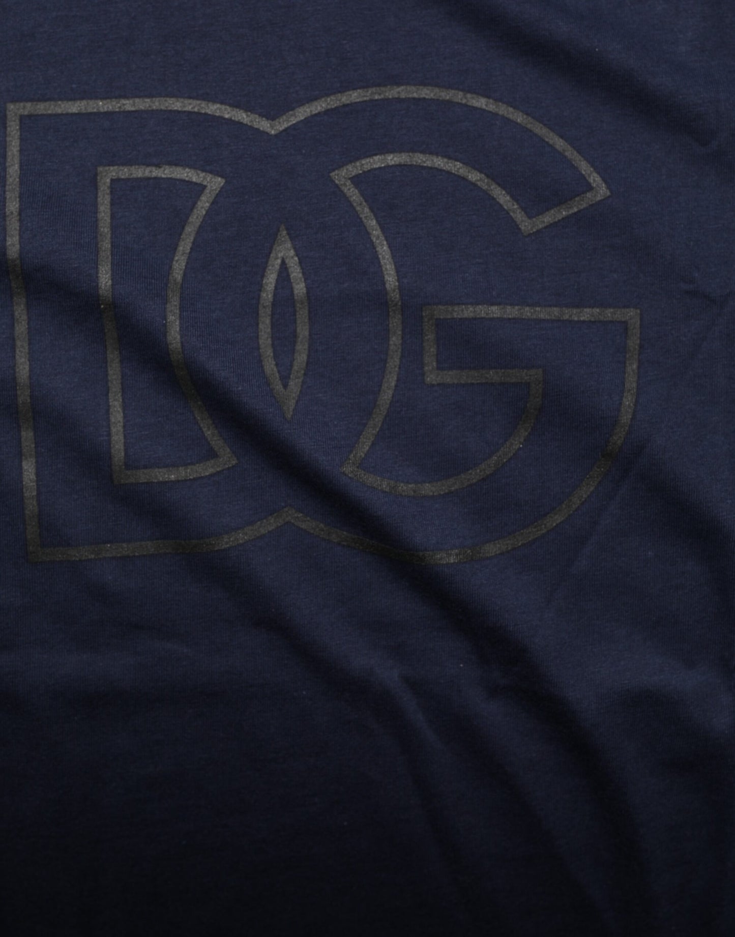 Dolce & Gabbana Dunkelblaues Baumwoll-T-Shirt mit DG-Logo-Aufdruck für Herren