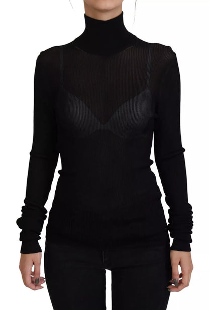 Dolce & Gabbana Schwarzer Rollkragenpullover mit schmaler Passform