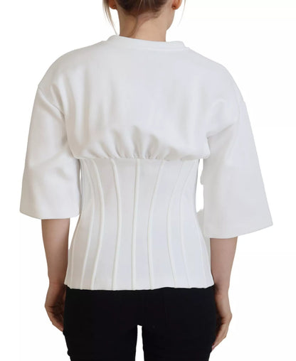 Dolce & Gabbana Weißes Baumwollkorsett Stretch-T-Shirt
