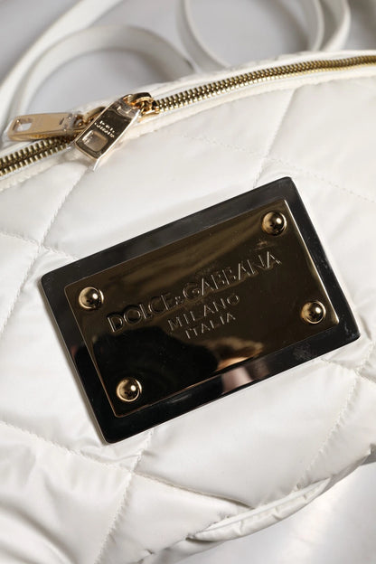 Dolce & Gabbana Weiße gesteppte Logo 90's Sicily Gürtel Taille Fanny Pack Tasche