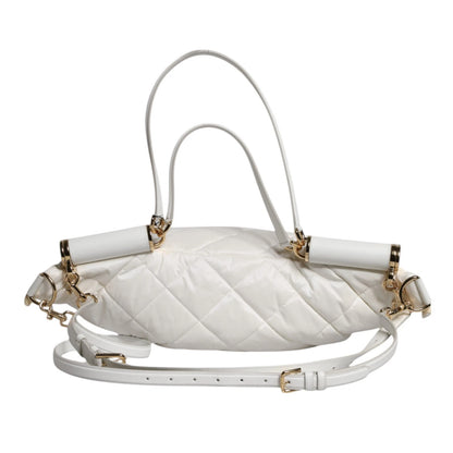 Dolce & Gabbana Weiße gesteppte Logo 90's Sicily Gürtel Taille Fanny Pack Tasche