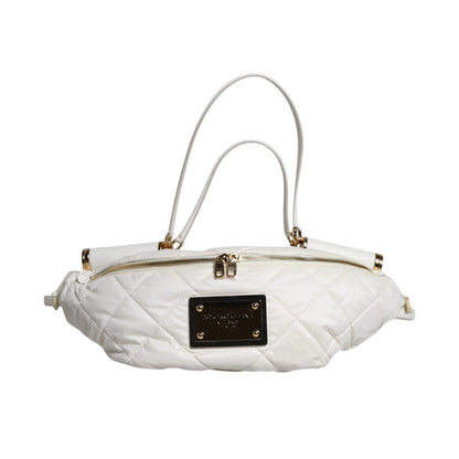 Dolce & Gabbana Weiße gesteppte Logo 90's Sicily Gürtel Taille Fanny Pack Tasche