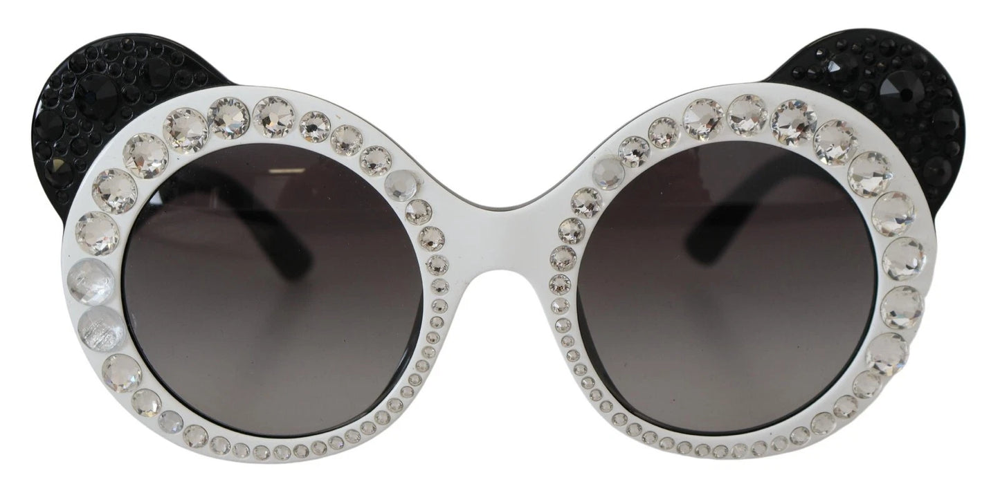 Dolce & Gabbana DG4325BM Weiß Schwarz Acetat Crystal Shades Sonnenbrille