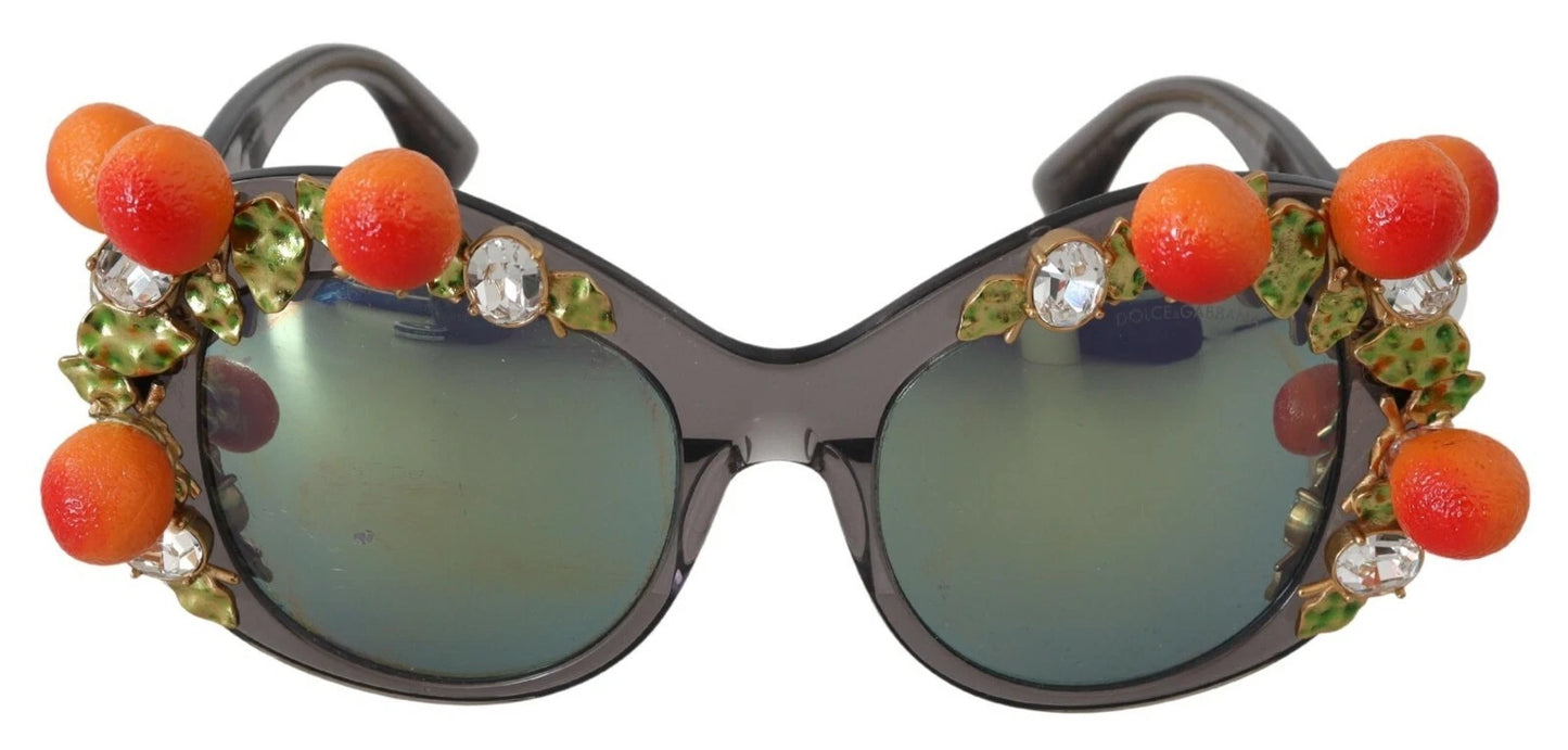 Dolce & Gabbana DG4283B Acetat-Sonnenbrille mit orangefarbenen Kristallen und Applikationen