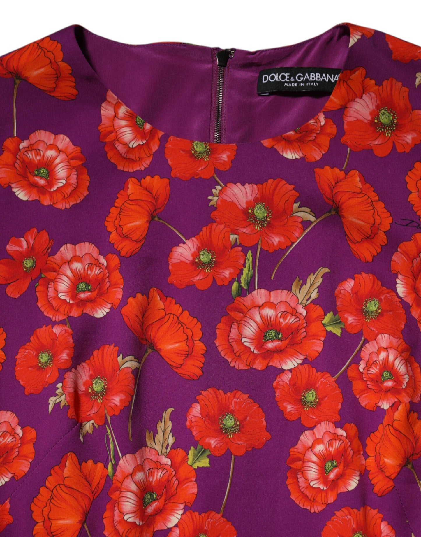 Dolce & Gabbana Violettes Midi-Scheidenkleid mit Blumenmuster aus Seide