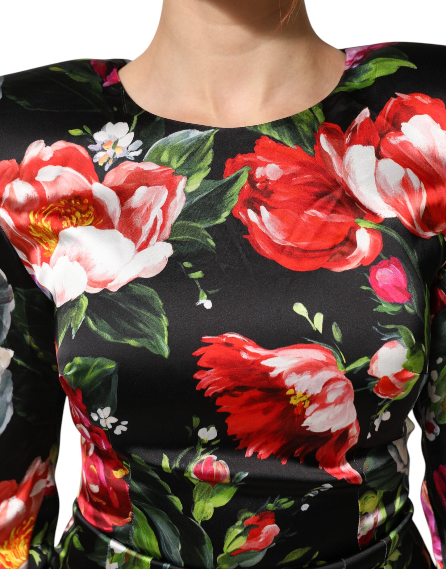 Dolce & Gabbana Schwarzes geblümtes Fiori Pittorici Bodycon-Kleid