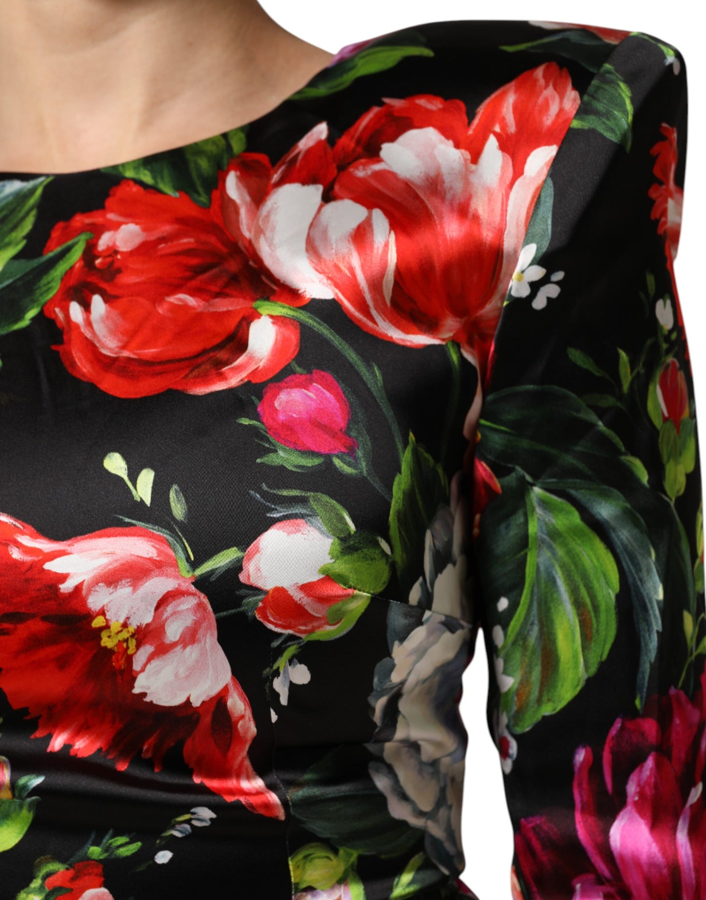 Dolce & Gabbana Schwarzes geblümtes Fiori Pittorici Bodycon-Kleid