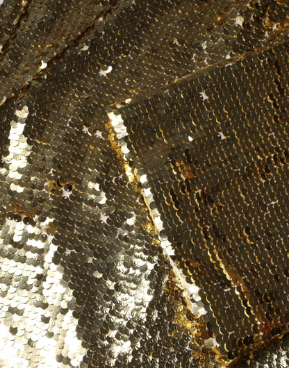 Dolce & Gabbana Langärmeliges Minikleid mit goldenen Pailletten