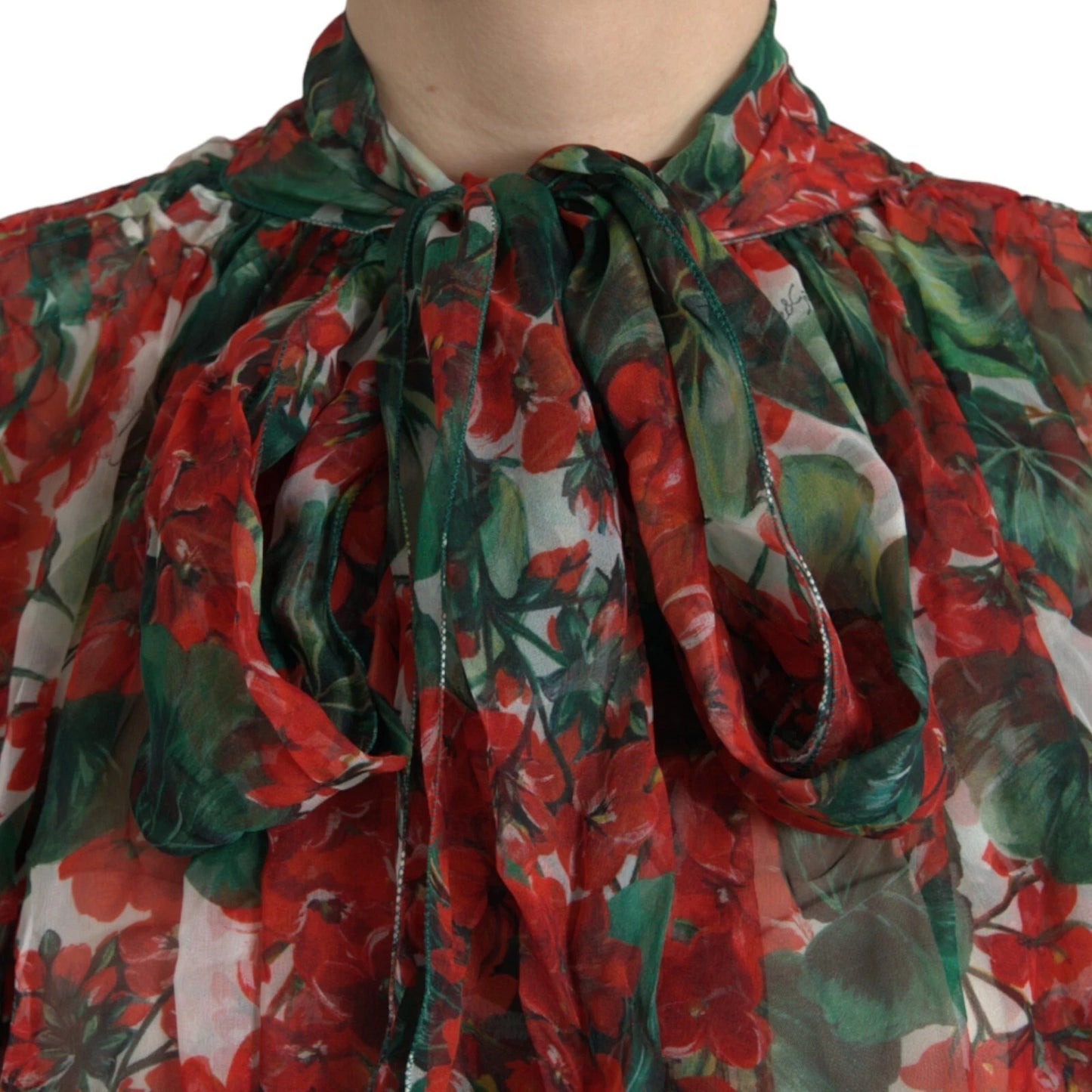 Dolce & Gabbana Multicolor Floral Seidenkragen Bluse