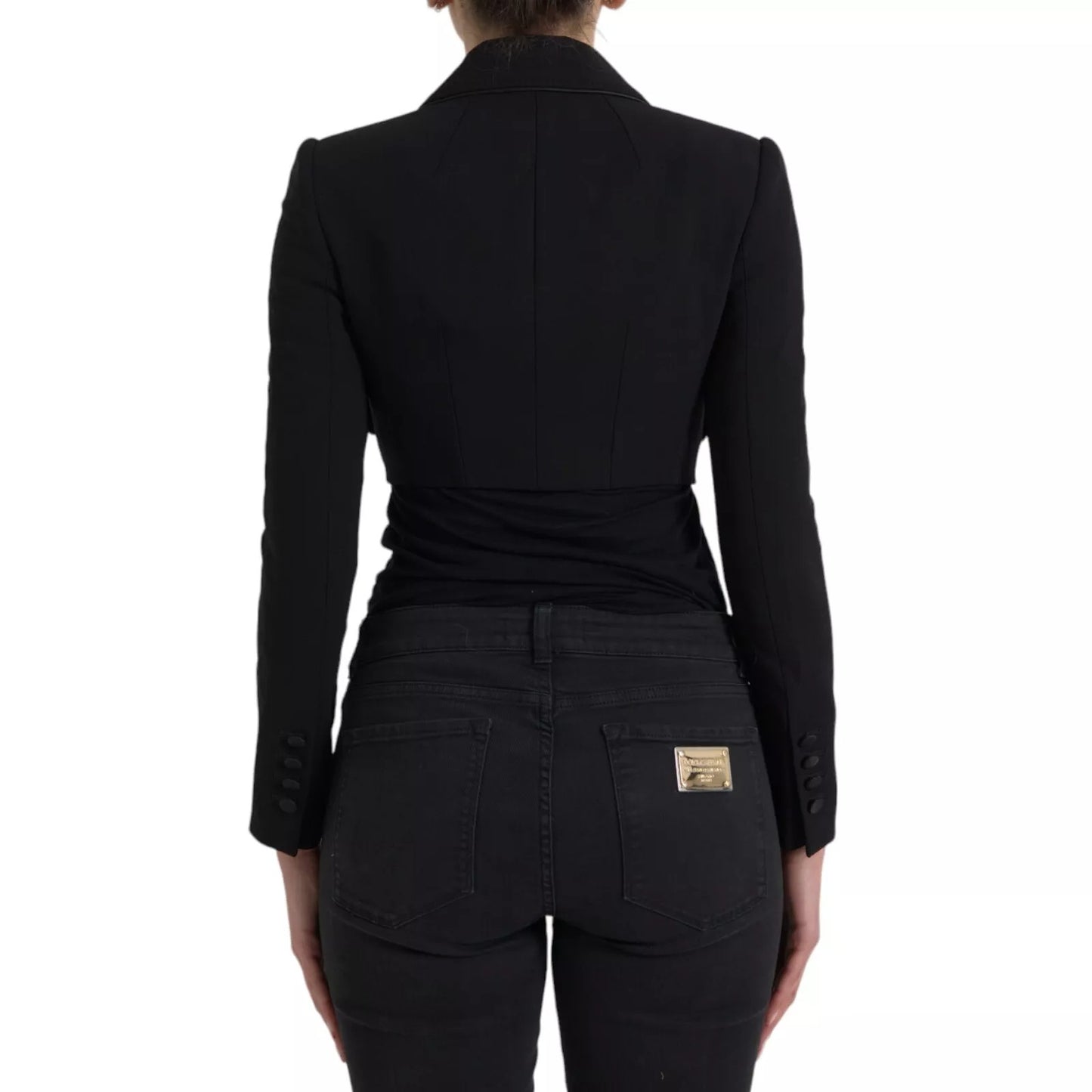 Dolce & Gabbana Schwarze einreihige Kurzjacke aus Wolle