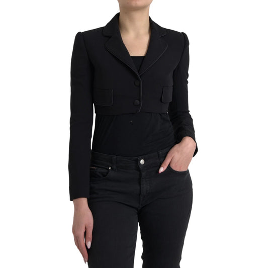 Dolce & Gabbana Schwarze einreihige Kurzjacke aus Wolle