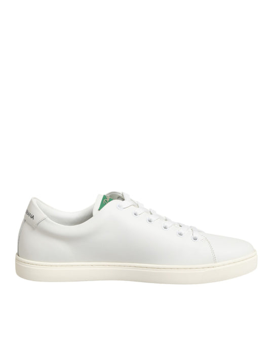 Dolce & Gabbana Weißes Leder mit Rosenstickerei Low-Top Schuhe