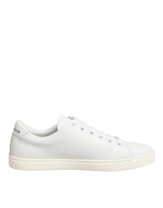 Dolce & Gabbana Weiß Leder Sacre Herz Patch Turnschuhe Schuhe