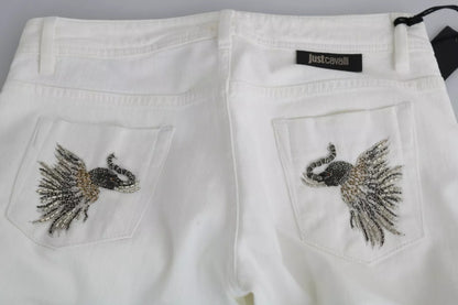 Just Cavalli Weiße Baumwolle Slim Fit Mid Waist Skinny Hosen Jeans