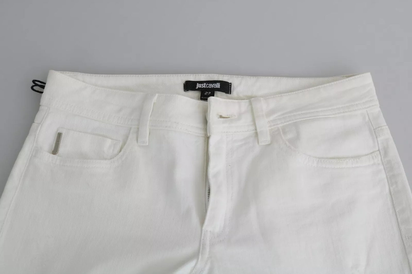 Just Cavalli Weiße Baumwolle Slim Fit Mid Waist Skinny Hosen Jeans
