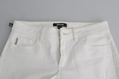 Just Cavalli Weiße Baumwolle Slim Fit Mid Waist Skinny Hosen Jeans