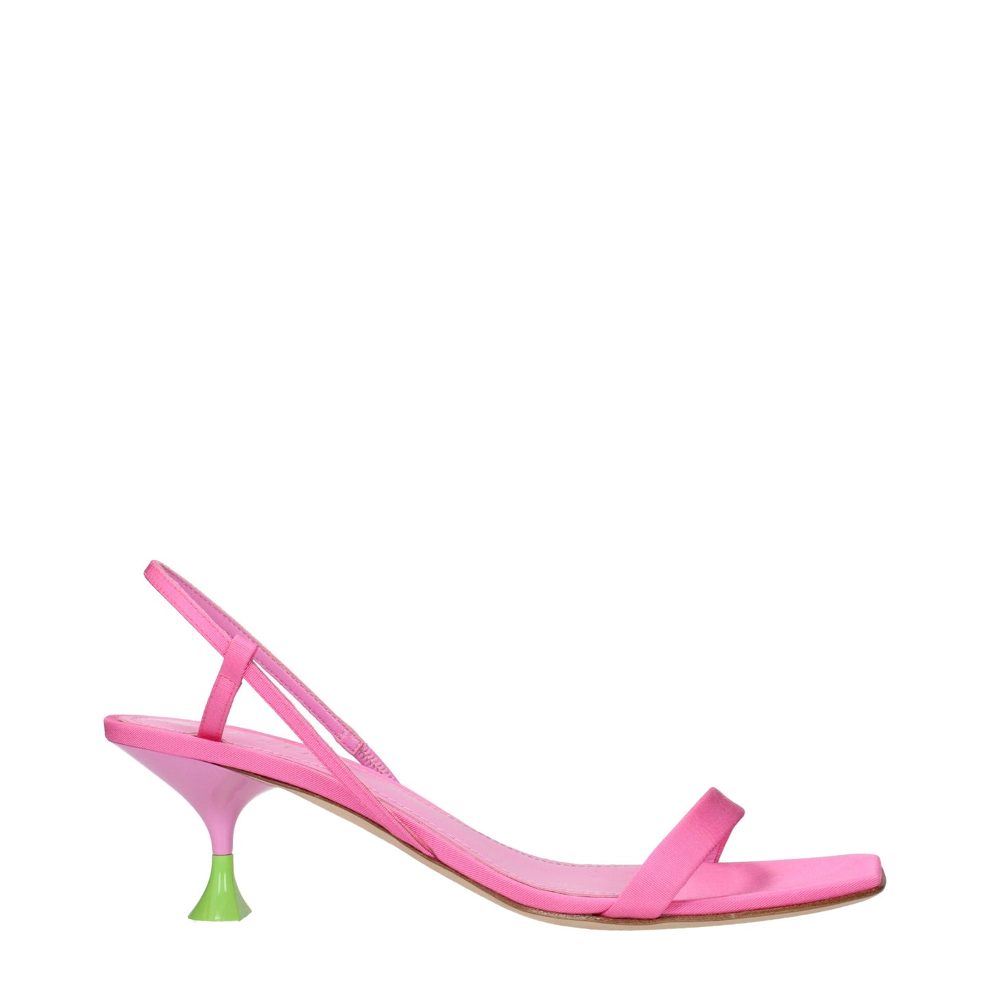 3Juin Rosa Stoff Stiletto Heels Sandalen
