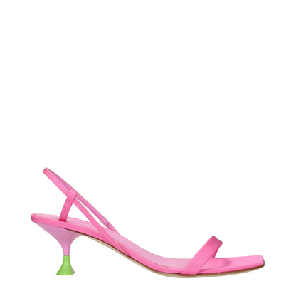 3Juin Rosa Stoff Stiletto Heels Sandalen