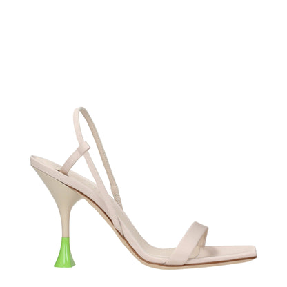 3Juin Beige Stoff Stiletto Heels Sandalen