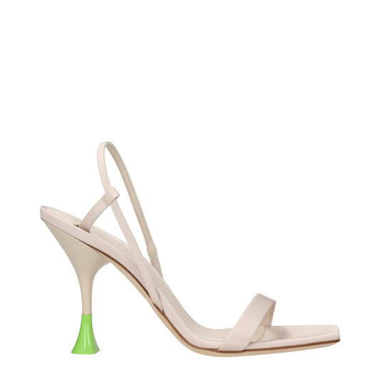 3Juin Beige Stoff Stiletto Heels Sandalen