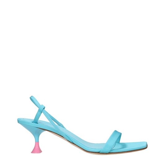 3Juin Blauer Stoff Stiletto Heels Sandalen