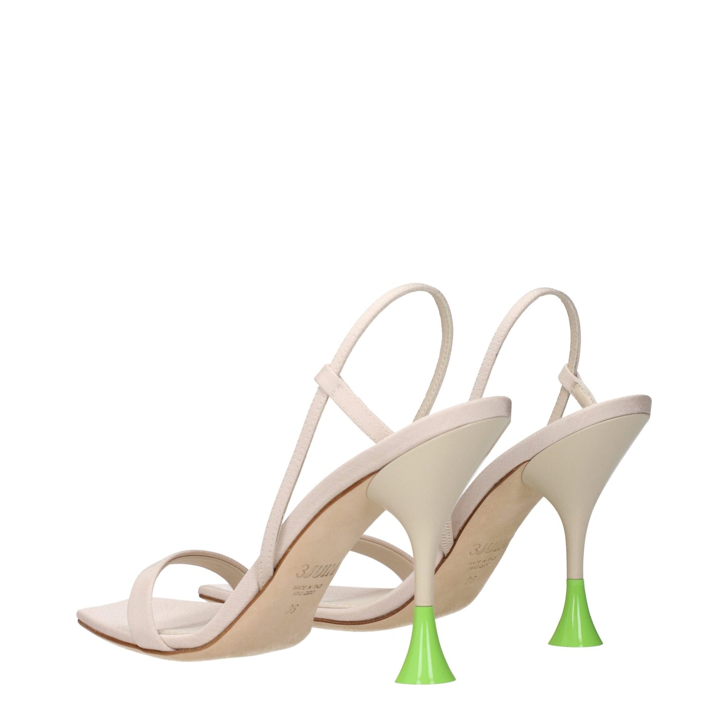3Juin Beige Stoff Stiletto Heels Sandalen