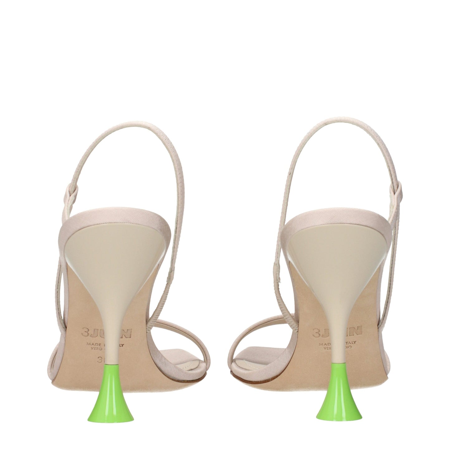 3Juin Beige Stoff Stiletto Heels Sandalen