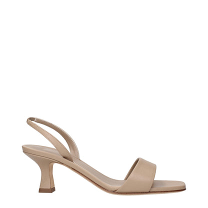 3Juin Flache Sandalen aus Leder in Beige