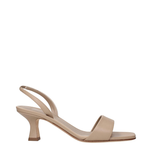 3Juin Flache Sandalen aus Leder in Beige